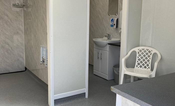 inside shower and toilet facilities